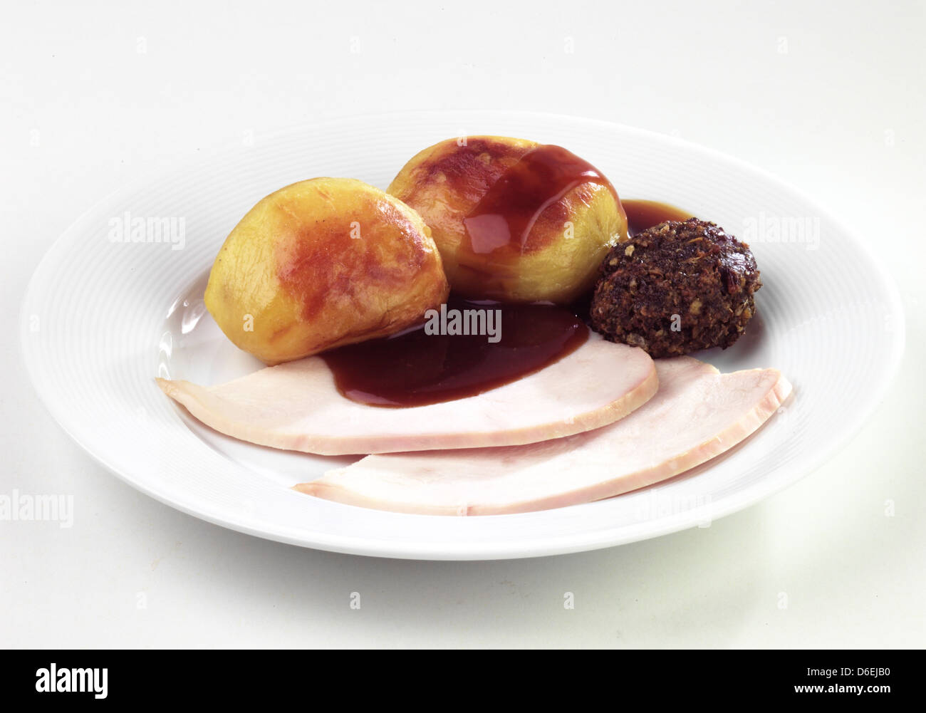 Turkey, roast potatoes and stuffing Stock Photo Alamy