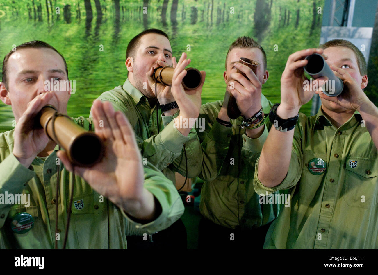 Markus Surwehme, Jonas Mex, Ludwig Danny and Nils Sauerbier (LR) blow