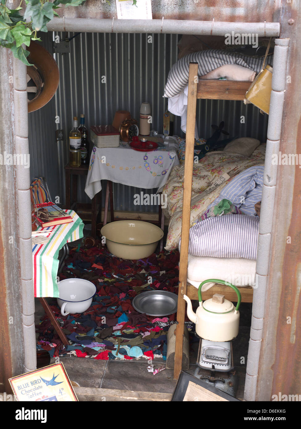 Display showing what the inside of a typical Anderson shelter was like ...