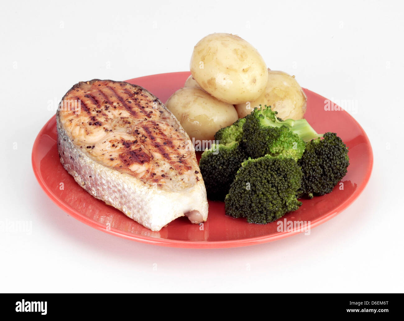Grilled Salmon Steak Stock Photo - Alamy
