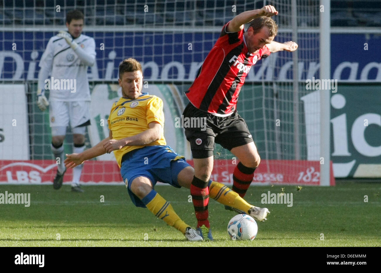 Frankfurt S Erwin Hoffer R Fights For The Ball With Braunschweig S Stock Photo Alamy