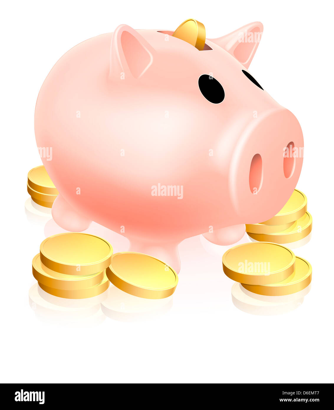 Illustration Of A Piggy Bank Money Box With Gold Coins - 