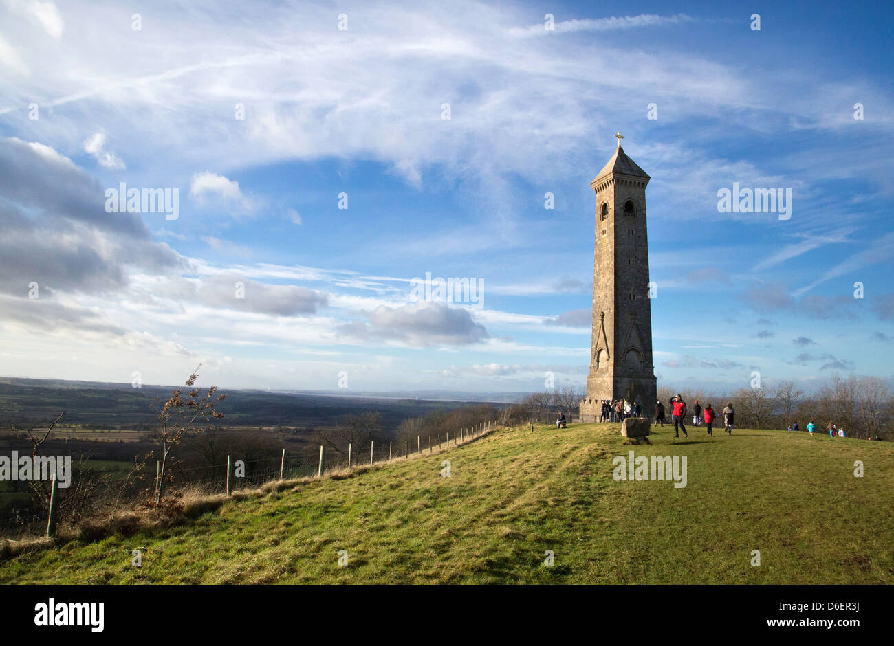 Tyndale Monument on a hill above North Nibley in Gloucestershire is a memorial to the first translator of the English Bible into English Stock Photo