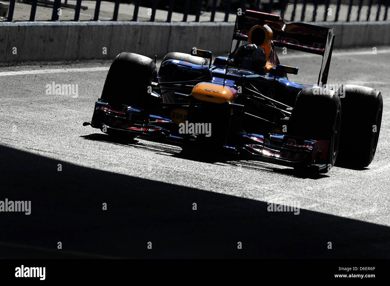 German Formula One driver Sebastian Vettel of Red Bull steers his new ...