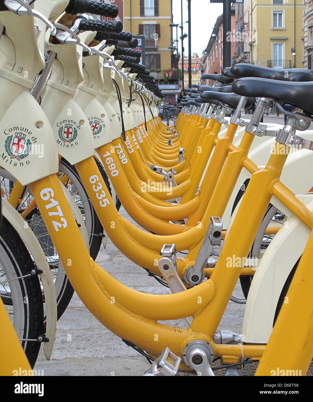 Bike hire scheme in Milan Italy Stock Photo Alamy