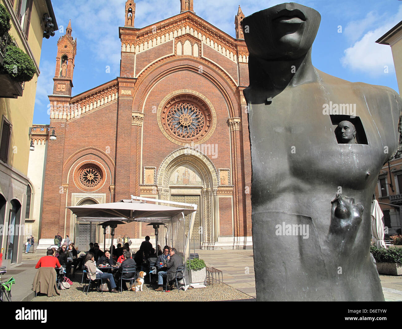 Bronze sculpture by Polish artist Igor Mitoraj outside the Church of the Madonna of Carmine in