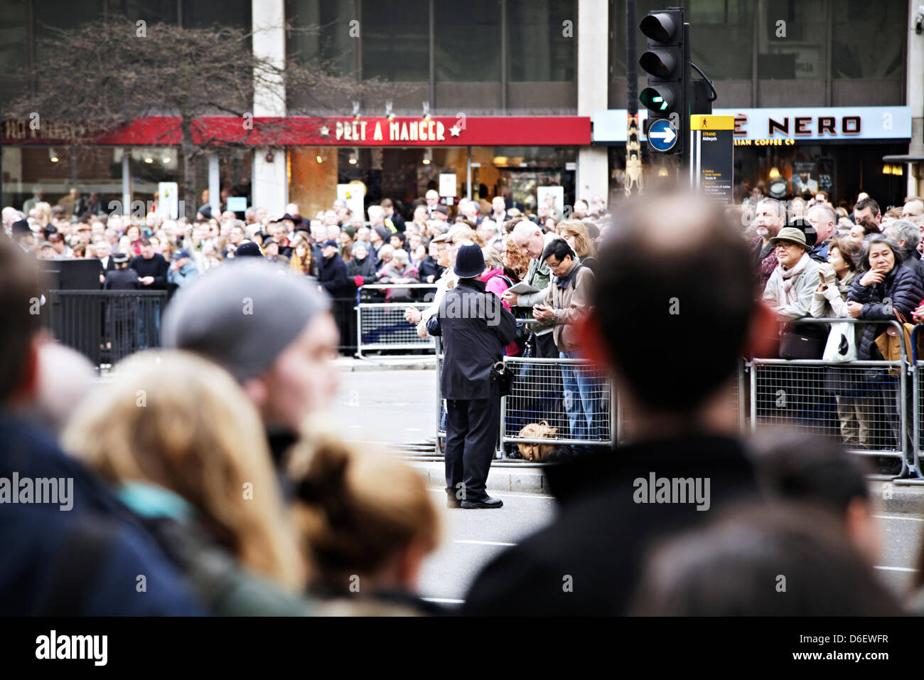 London, UK. 17th April 2013. Crowds gather for Baroness Thatcher's funeral. Credit: Ruaridh Papworth/Alamy Live News Stock Photo