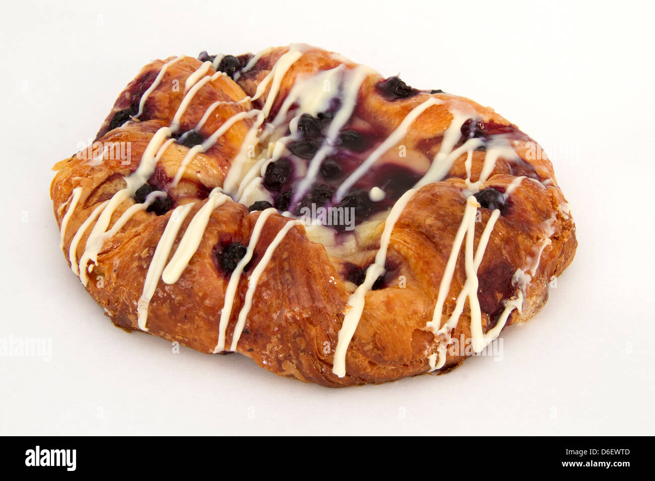 Blueberry danish pasty with white icing Stock Photo