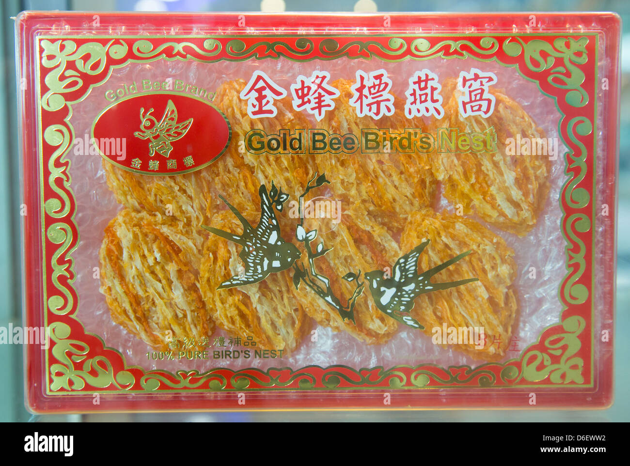Bird's nests used to make soup packed and marketed as Gold Bee Bird's