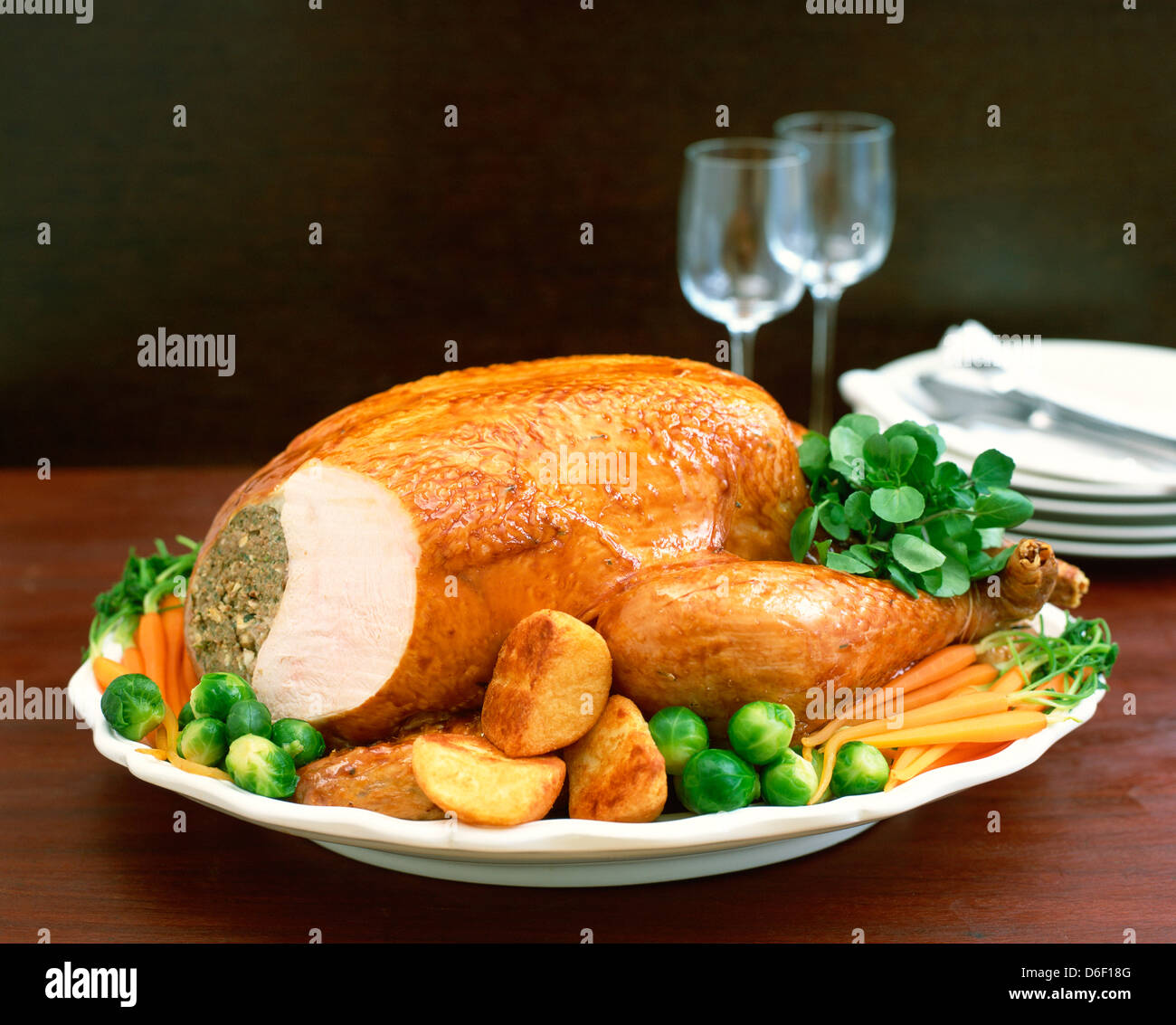 Cooked Turkey Dinner with Vegetables Stock Photo Alamy