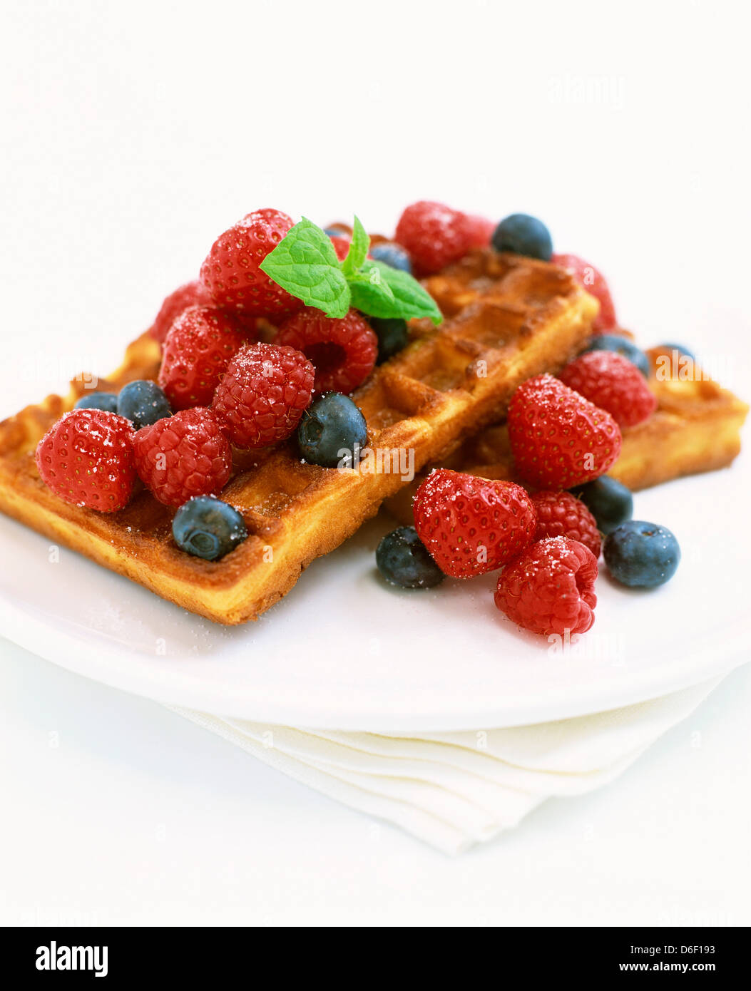 American breakfast waffles raspberries hi-res stock photography and ...