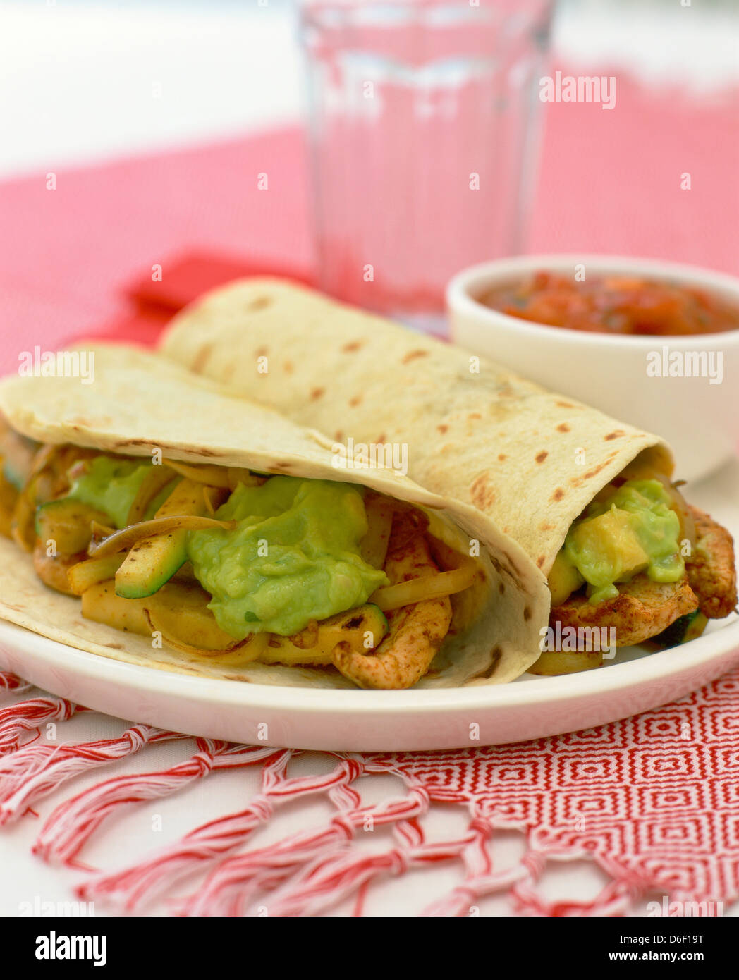 Chicken Tacos with Guacamole Stock Photo