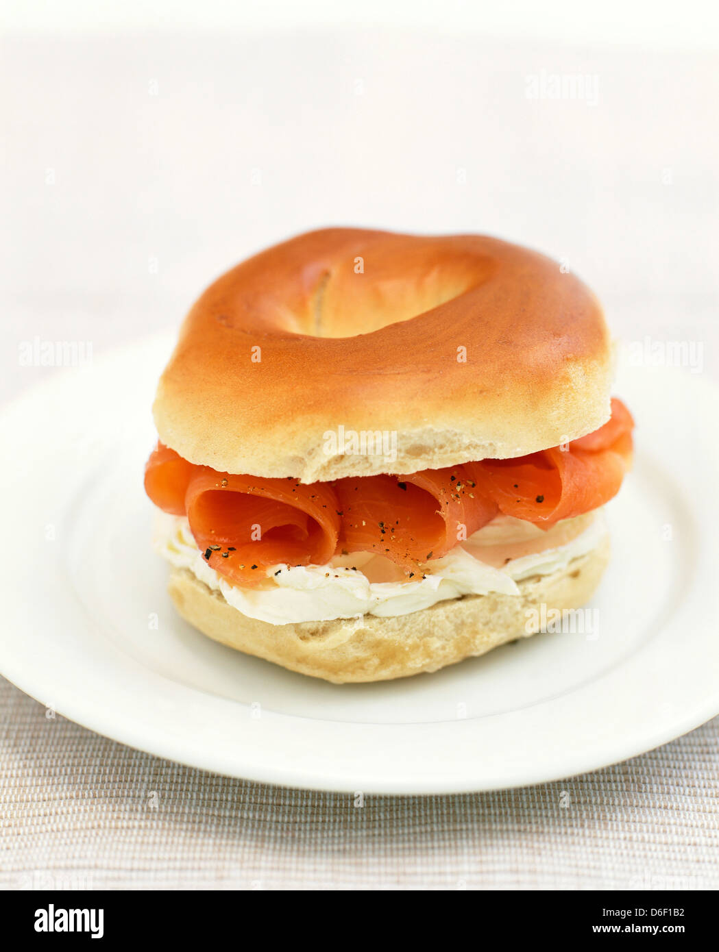 Bagel with lox and cream cheese Stock Photo Alamy