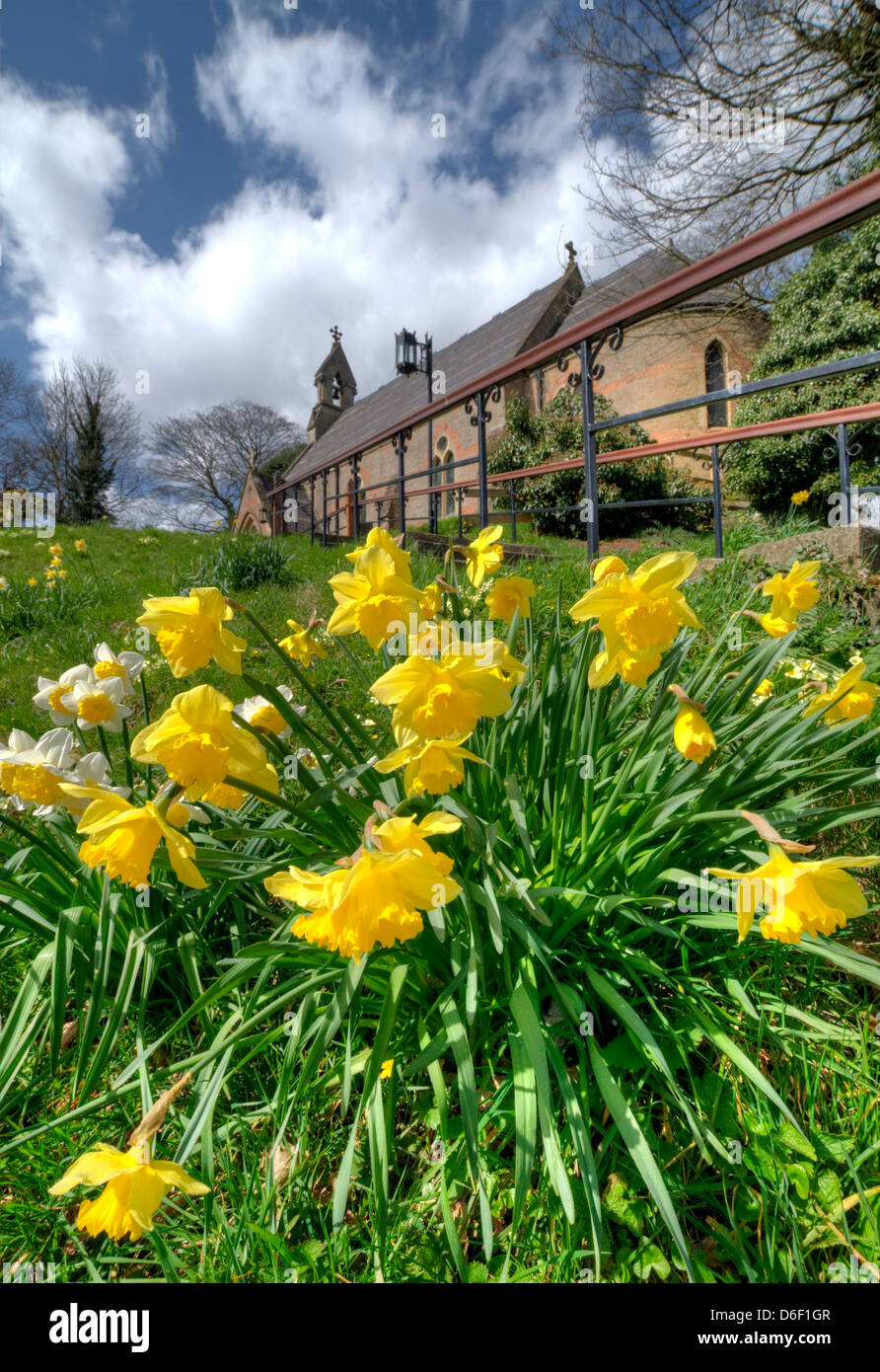 Spring at St Wilfrid's Church in Wilford, Nottingham England UK Stock