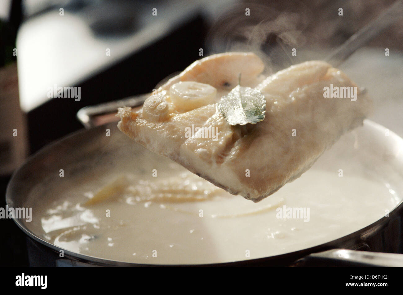 Poached Smoked Haddock Stock Photo Alamy