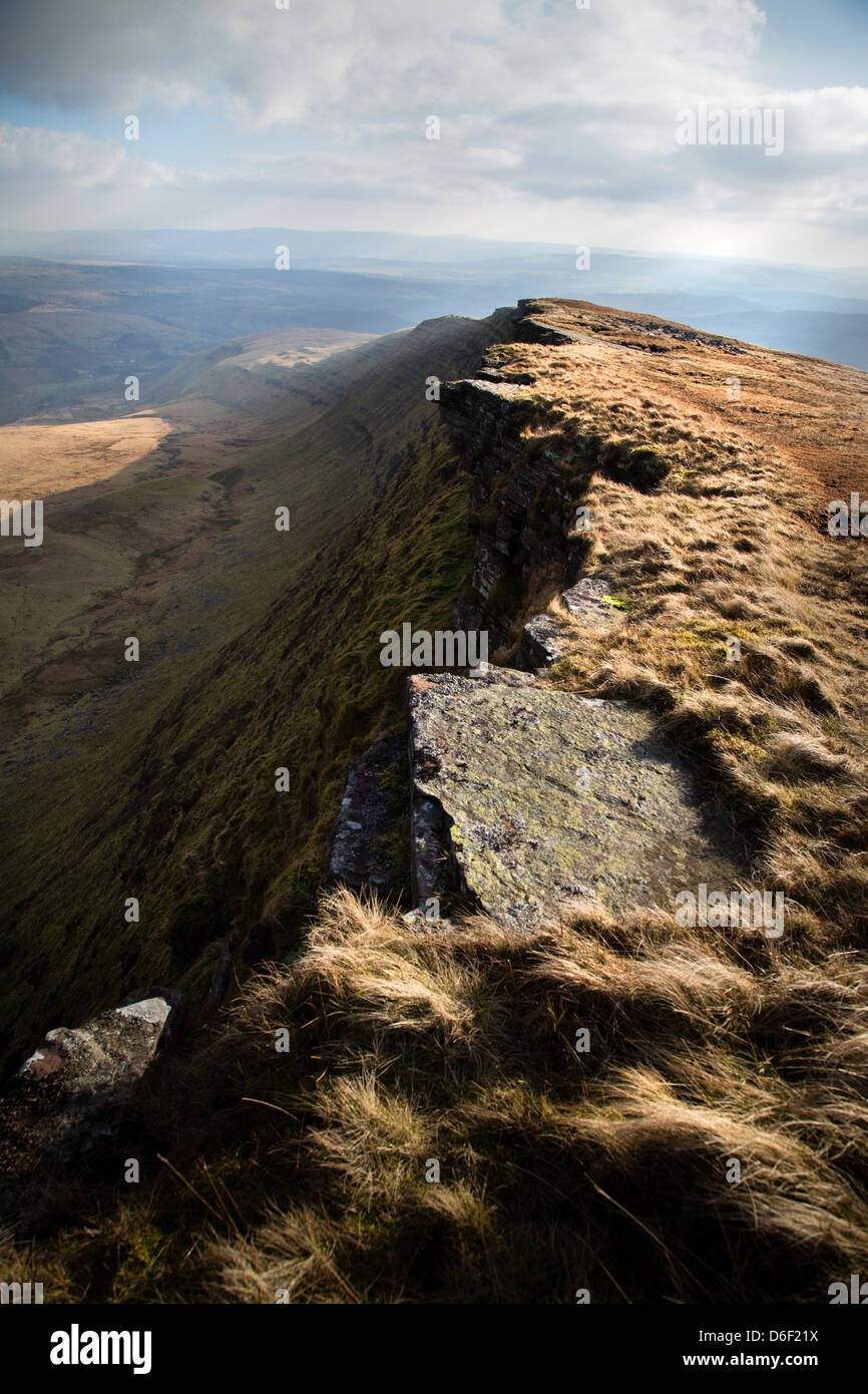 The Fan Hir ridge near Llyn y Fan Fawr in the Black Mountain region of Brecon Beacons National Park Wales Stock Photo