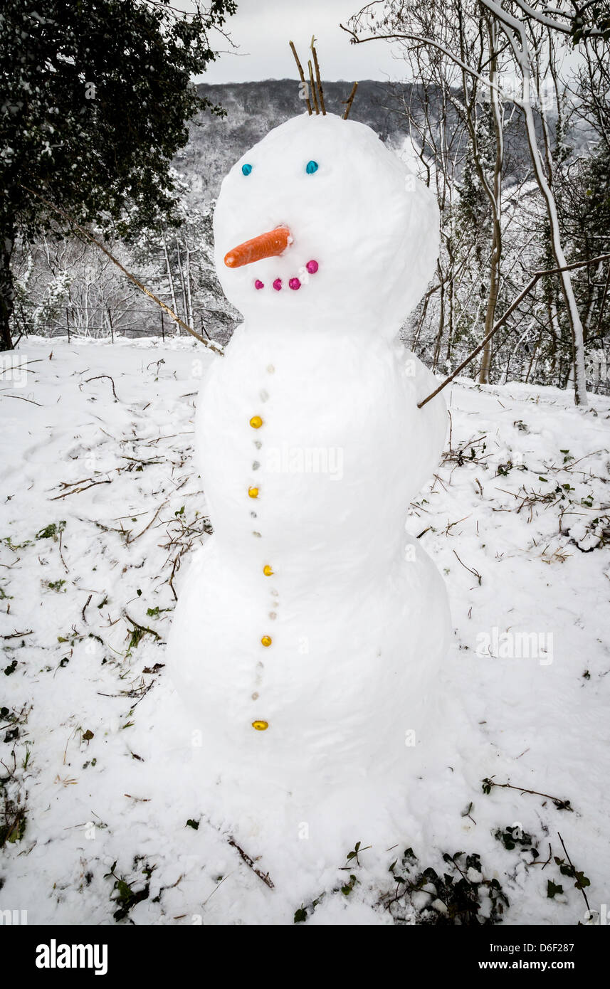 Snowman on Clifton Down in Bristol UK in mid winter Stock Photo