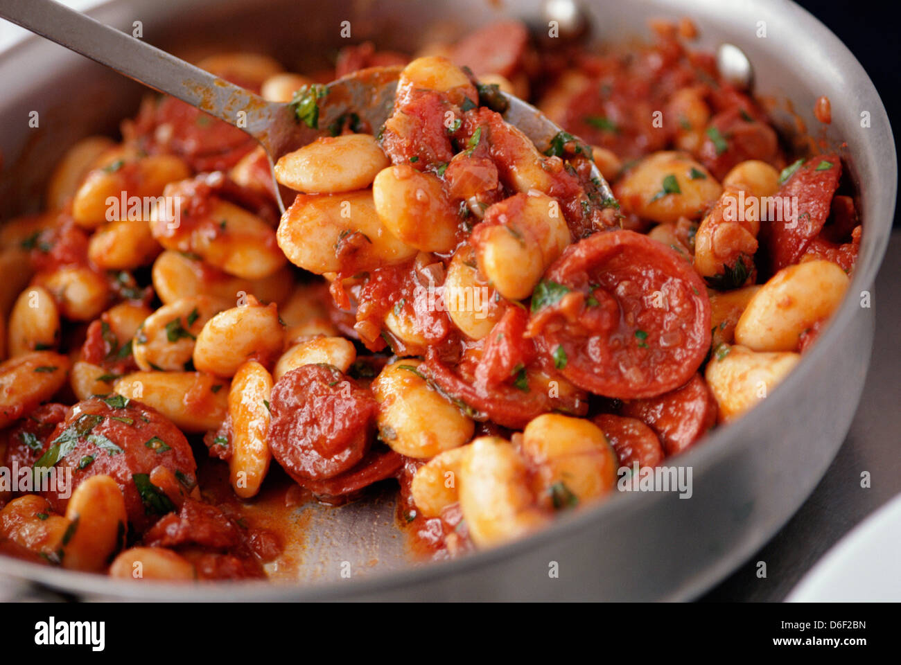 Butter Bean and Chorizo Stew Stock Photo