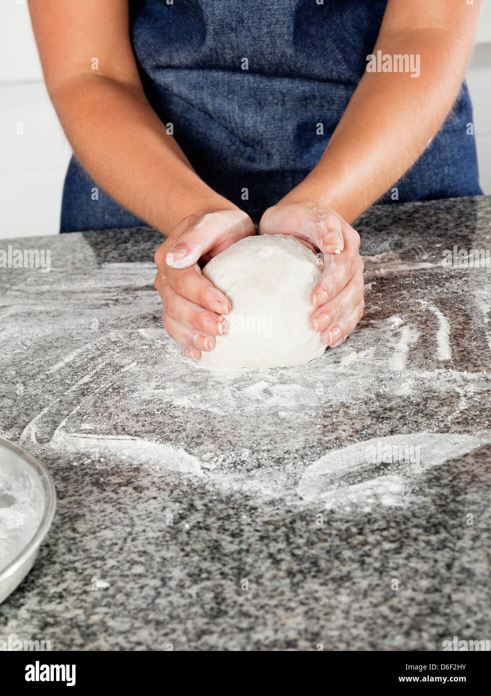 Female Chef Kneading Dough Stock Photo - Alamy