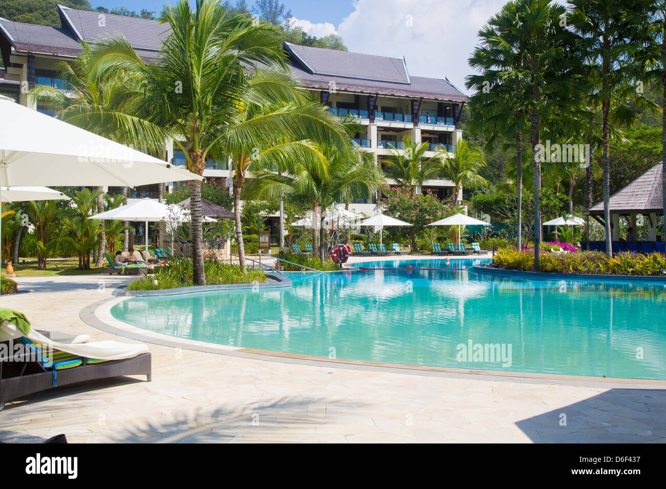 Pool of the Ocean Wing at the Rasa Ria Hotel near Kota Kinabalu Sabah Borneo Malaysia Stock Photo