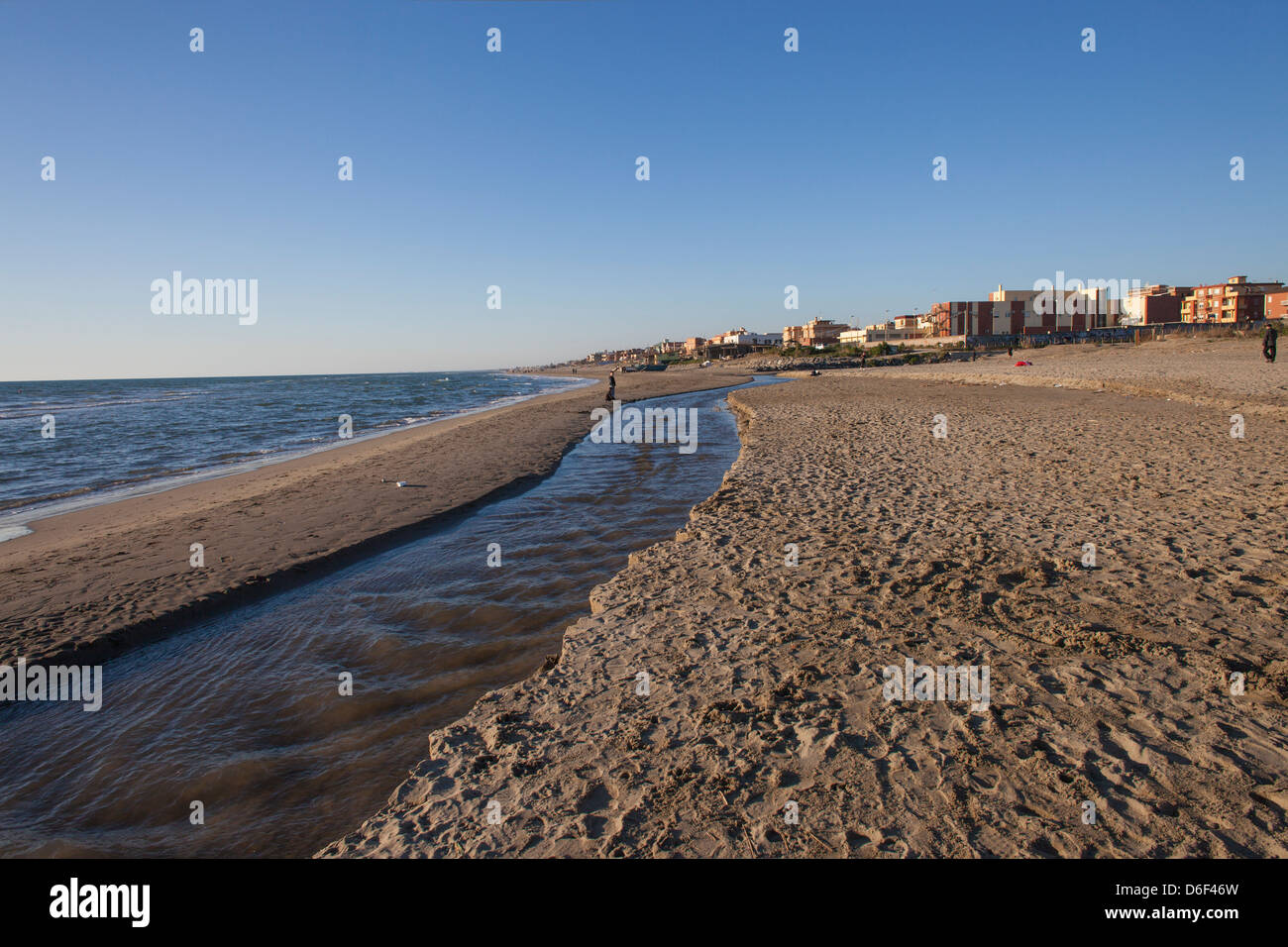 water channel on the beach in winter, Stock Photo