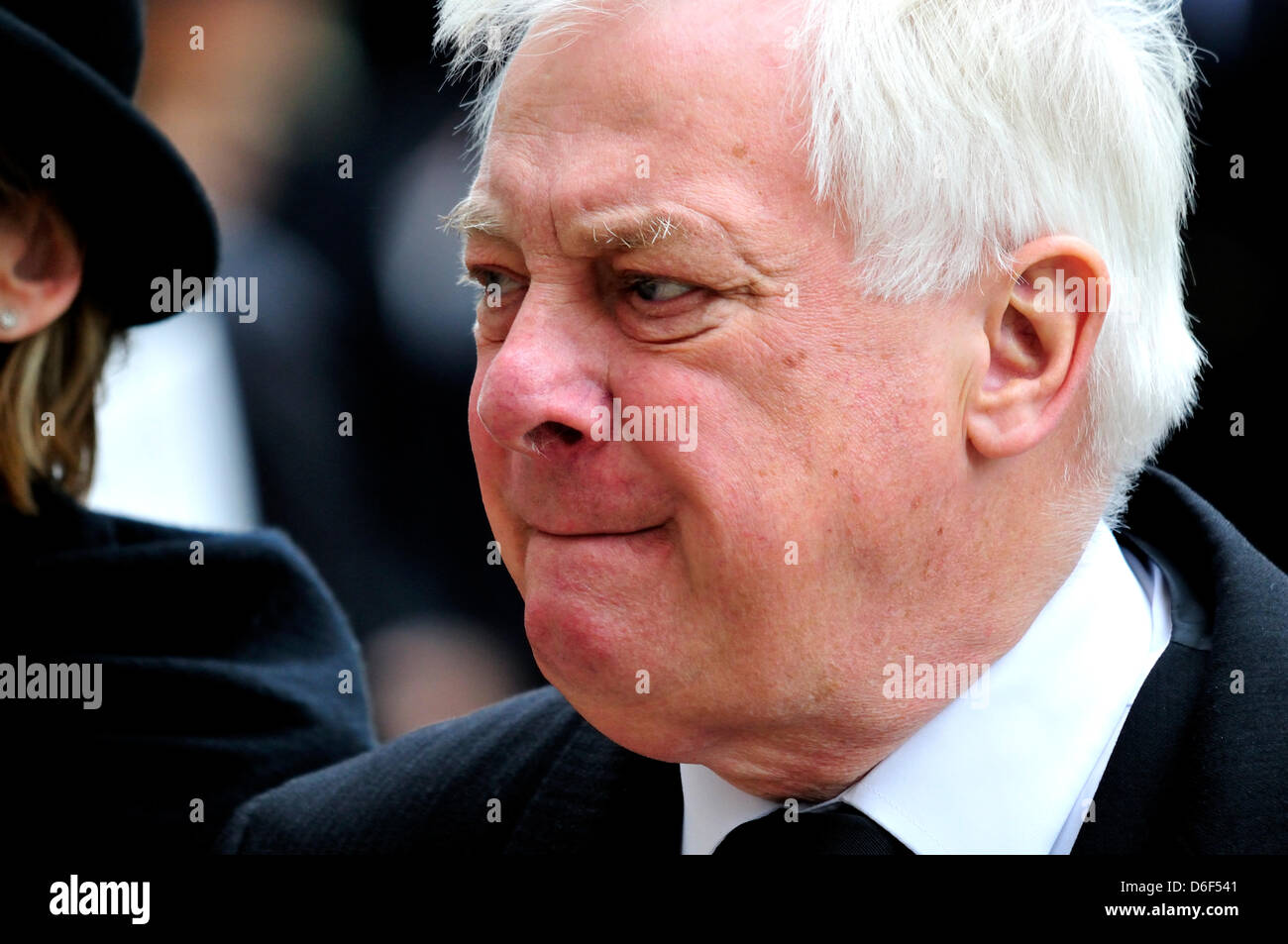 Lord Chris Patten at Margaret Thatcher's funeral at St Paul's Cathedral. London, UK. 17th April, 2013. Stock Photo