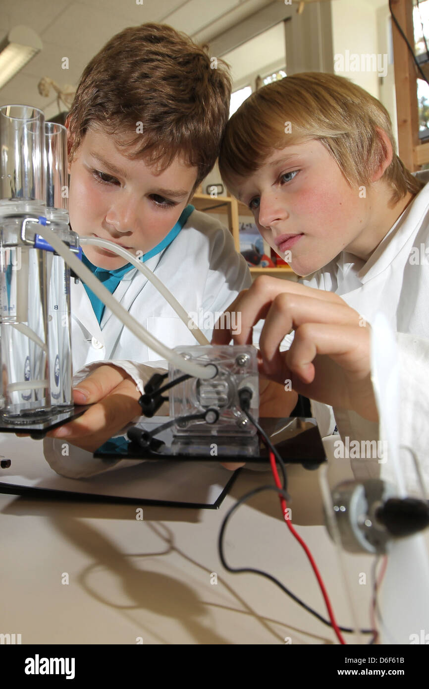 Flensburg, Germany, students to scientific experiments Stock Photo