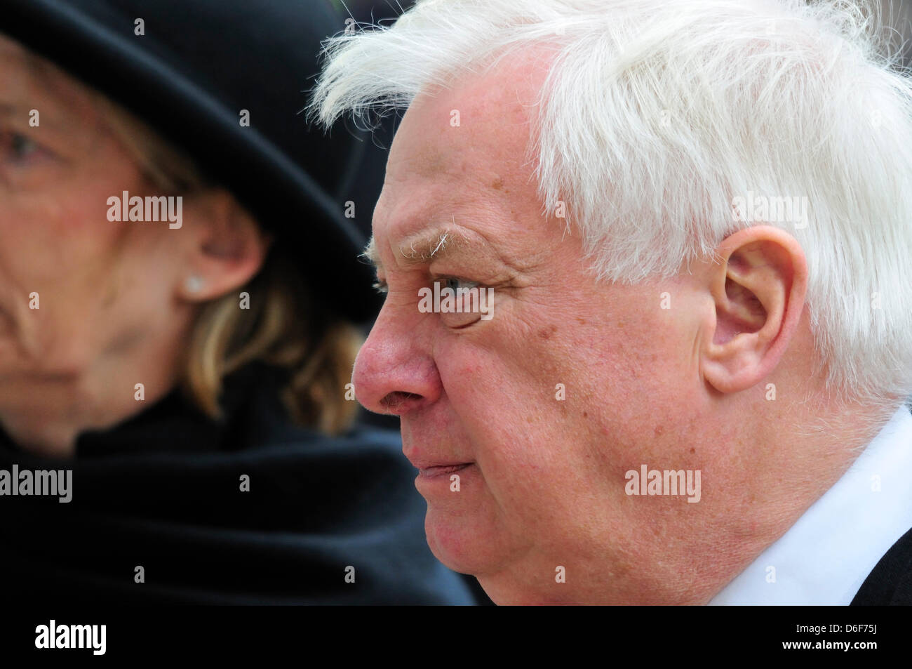 London, UK. 17th April, 2013. Lord Chris Patten at Margaret Thatcher's funeral at St Paul's Cathedral. Stock Photo