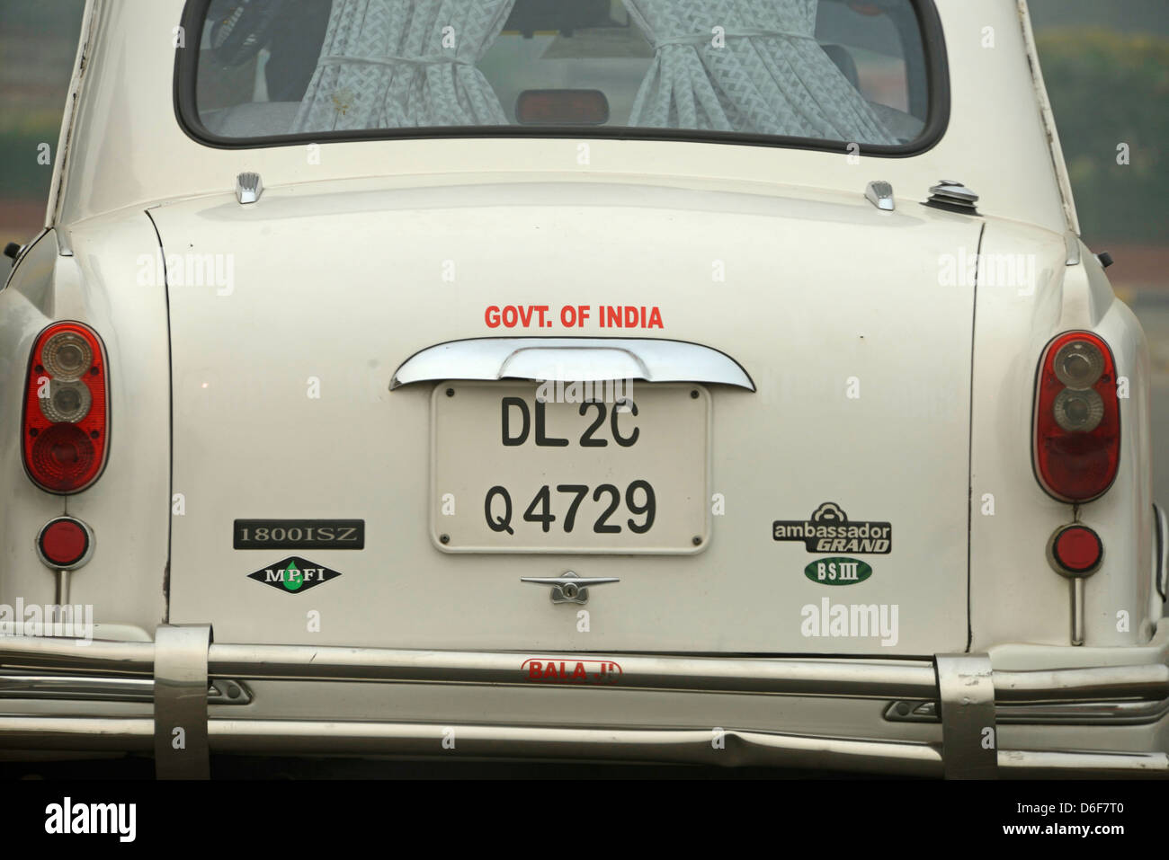 An Ambassador owned by the Indian Government in Delhi, India Stock Photo