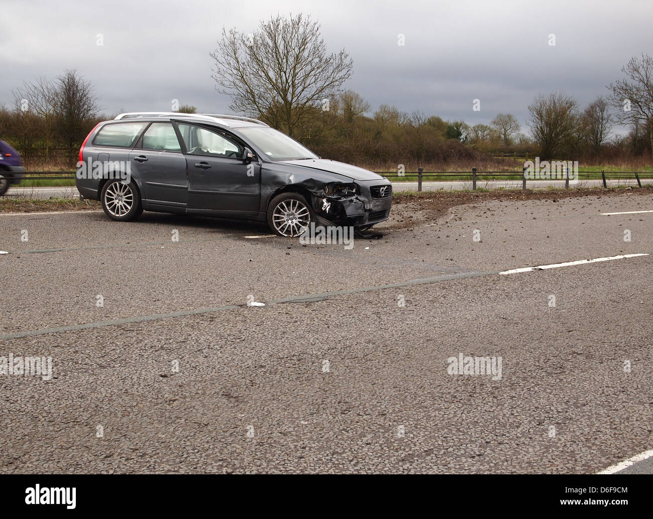 Car crash accident on the East bound carriageway of the M4 Motorway in Wiltshire near Wootton Bassett, 17 April 2013. Stock Photo
