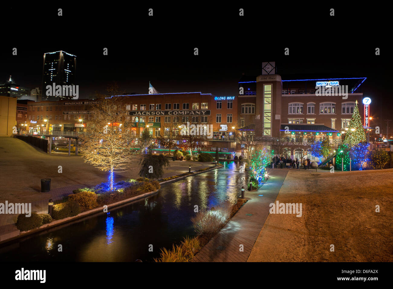 Cityscape at night in Oklahoma City, Oklahoma, USA Stock Photo Alamy