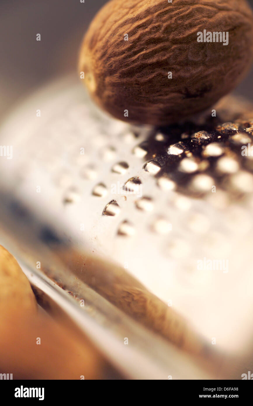 Nutmeg on Grater Stock Photo Alamy
