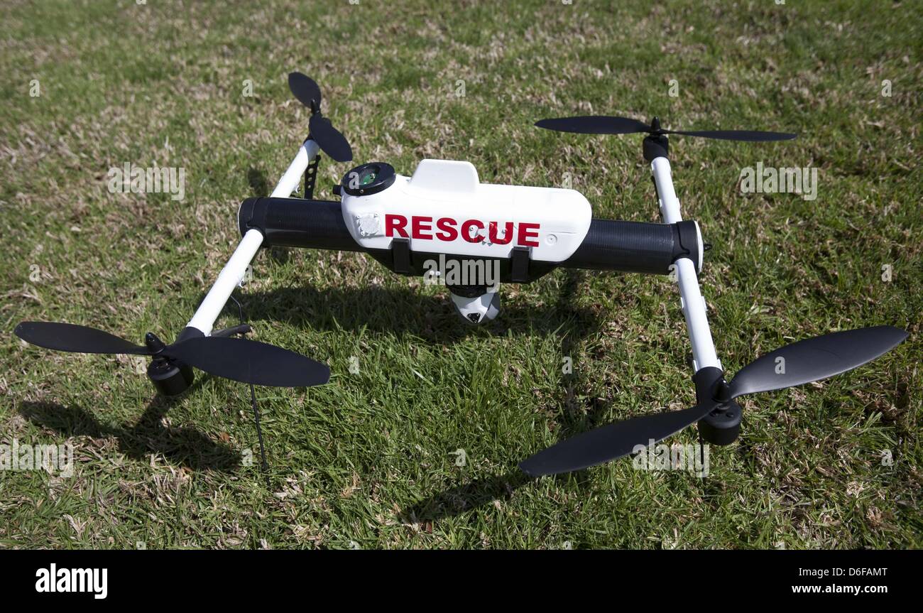 March 27, 2013 - Los Angeles, California (CA, USA - David Heidel of Aerovironment, shows their Qube drone. (Credit Image: © Ringo Chiu/ZUMAPRESS.com) Stock Photo