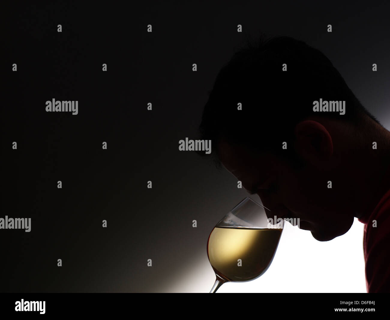 Smelling Glass of White Wine Stock Photo - Alamy