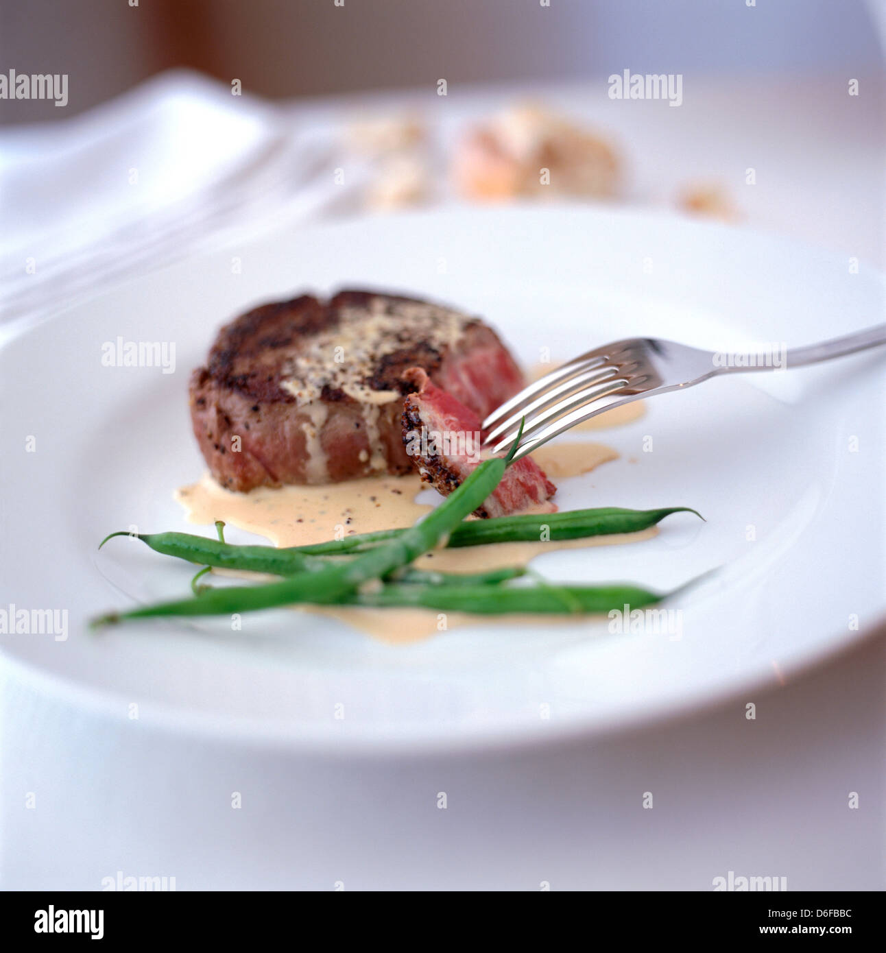 Fillet Steak with Peppercorn Sauce Stock Photo