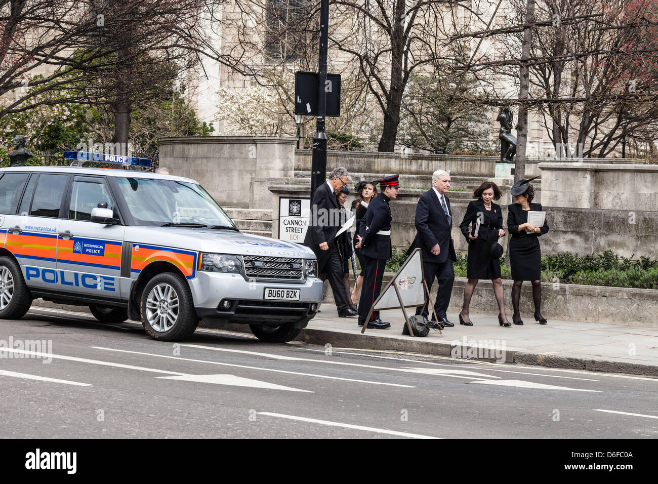 Police presence at the Funeral of Baroness Thatcher, London. Stock Photo