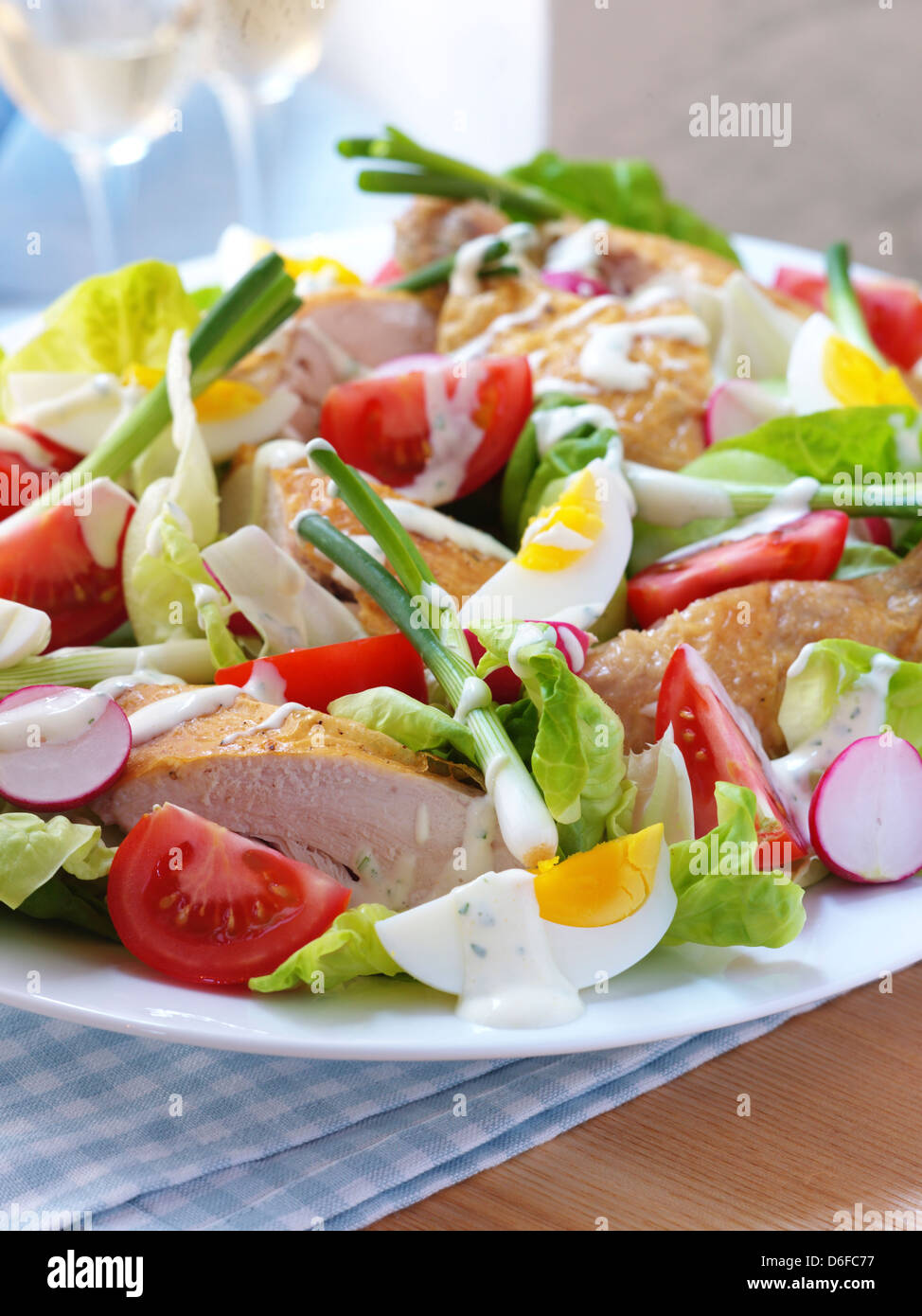 Roast Chicken Salad with Creamy Tarragon Dressing Stock Photo Alamy