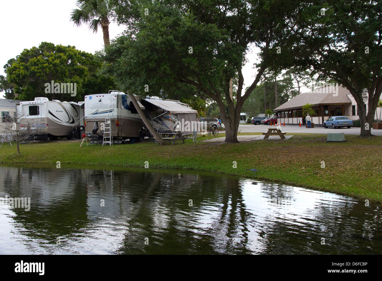 Road Runner Travel Resort is one of south Florida's finest RV campgrounds, Ft. Pierce, FL Stock Photo
