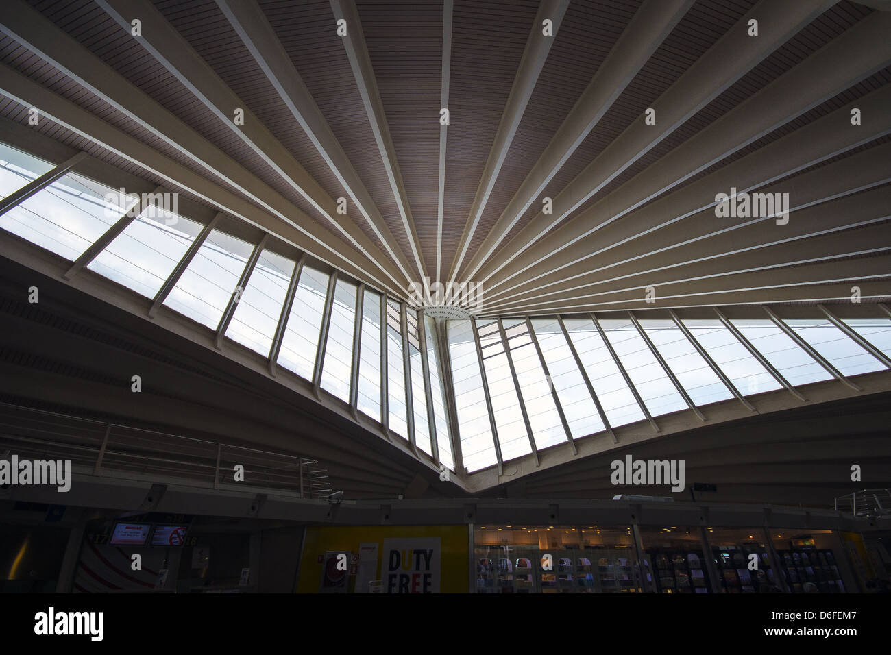 The sleek interior design of Bilbao airport, designed by Spanish architect Santiago Calatrava Stock Photo