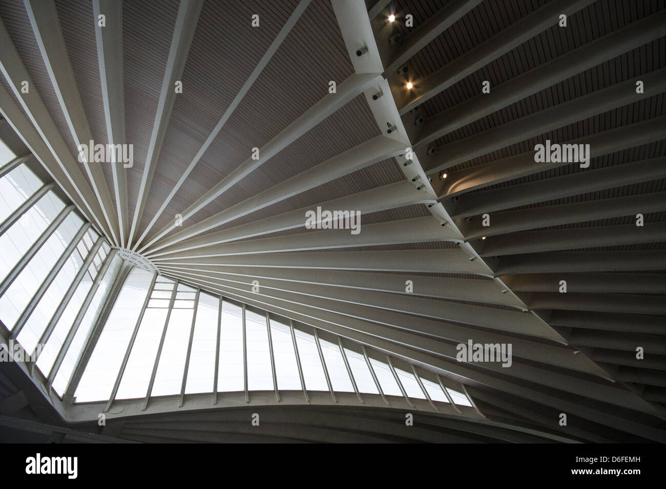 The sleek interior design of Bilbao airport, designed by Spanish architect Santiago Calatrava Stock Photo