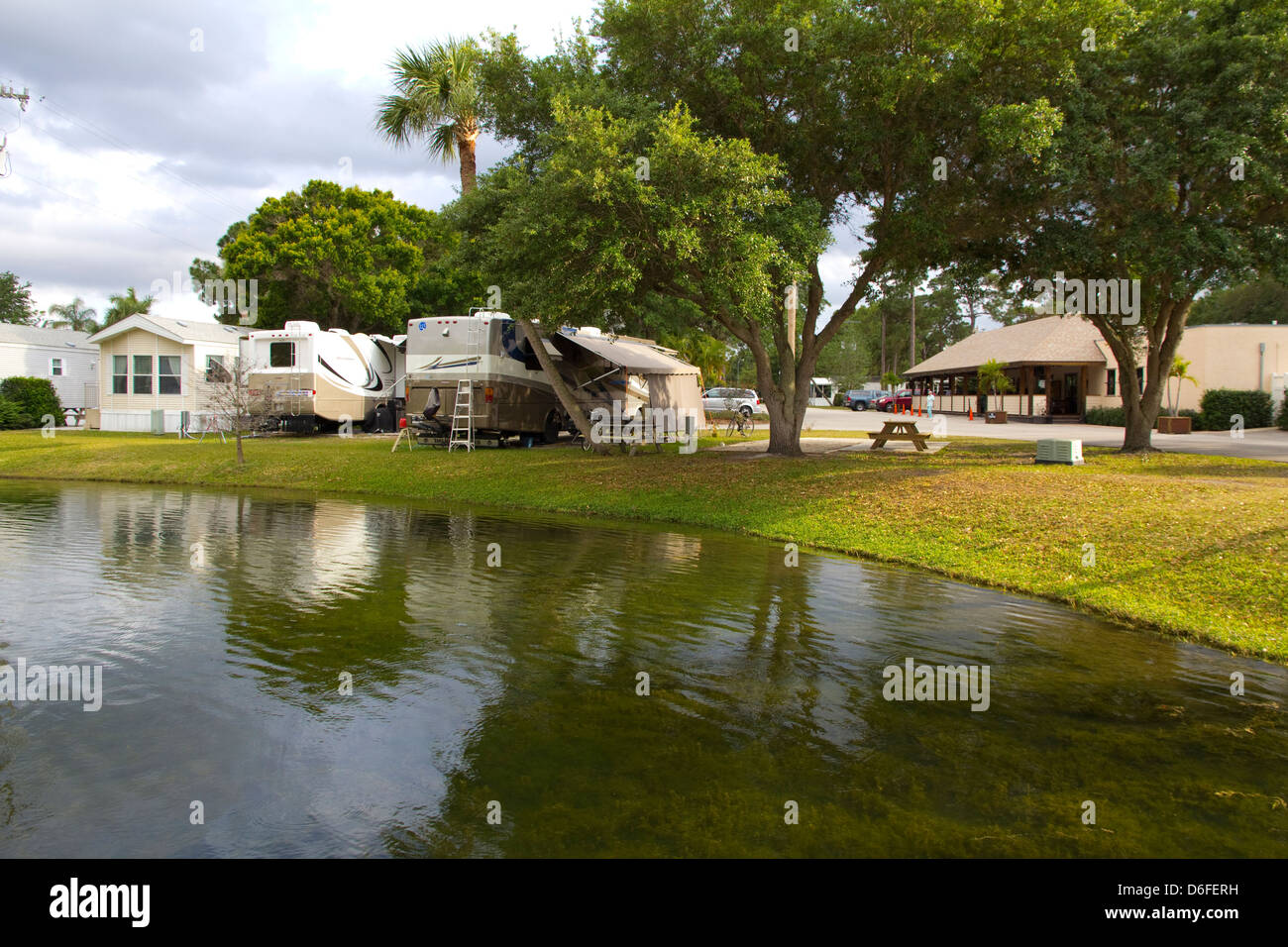 Road Runner Travel Resort is one of south Florida's finest RV campgrounds, Ft. Pierce, FL Stock Photo