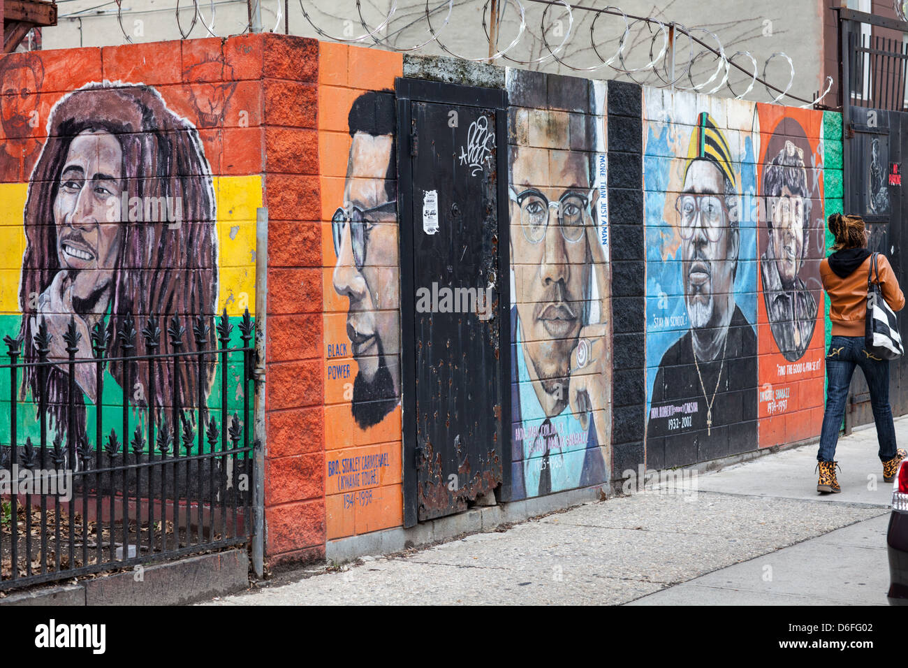 Mural honors African-American role models, Bedford-Stuyvesant, Brooklyn, New York City Stock Photo