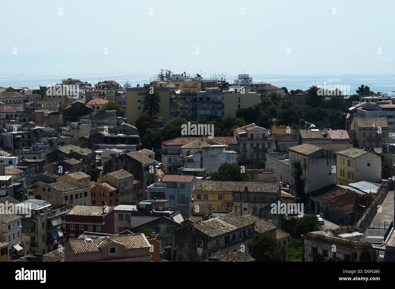 A landscape photograph of the main town in Kavos. Stock Photo