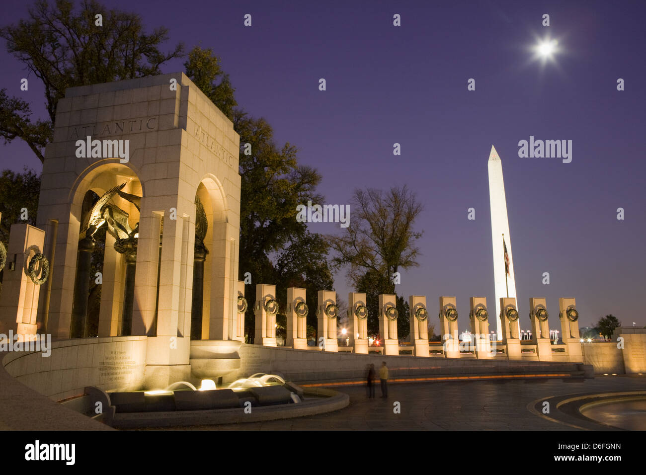 World War 2 Memorial plus Washington Monument, Washington, D.C. Stock Photo