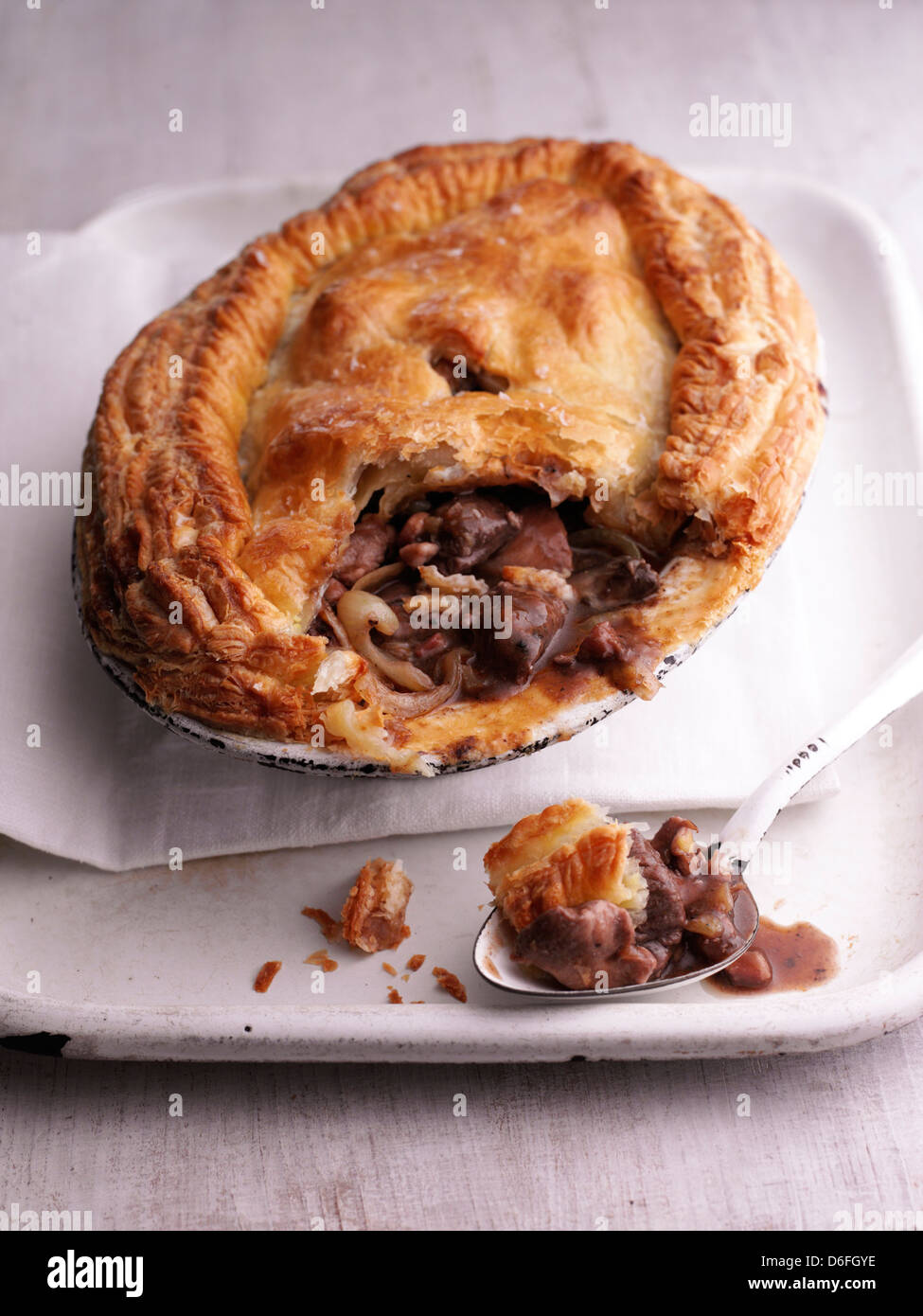 Game Pie with Puff Pastry Lid Stock Photo Alamy