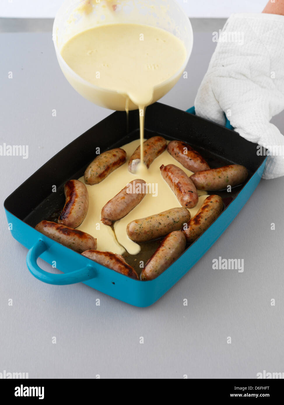 Toad in the Hole masterclass/step shot Stock Photo
