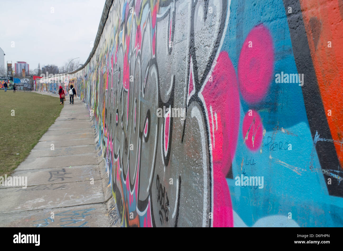 Original section of Berlin Wall at the Eastside Gallery. Stock Photo