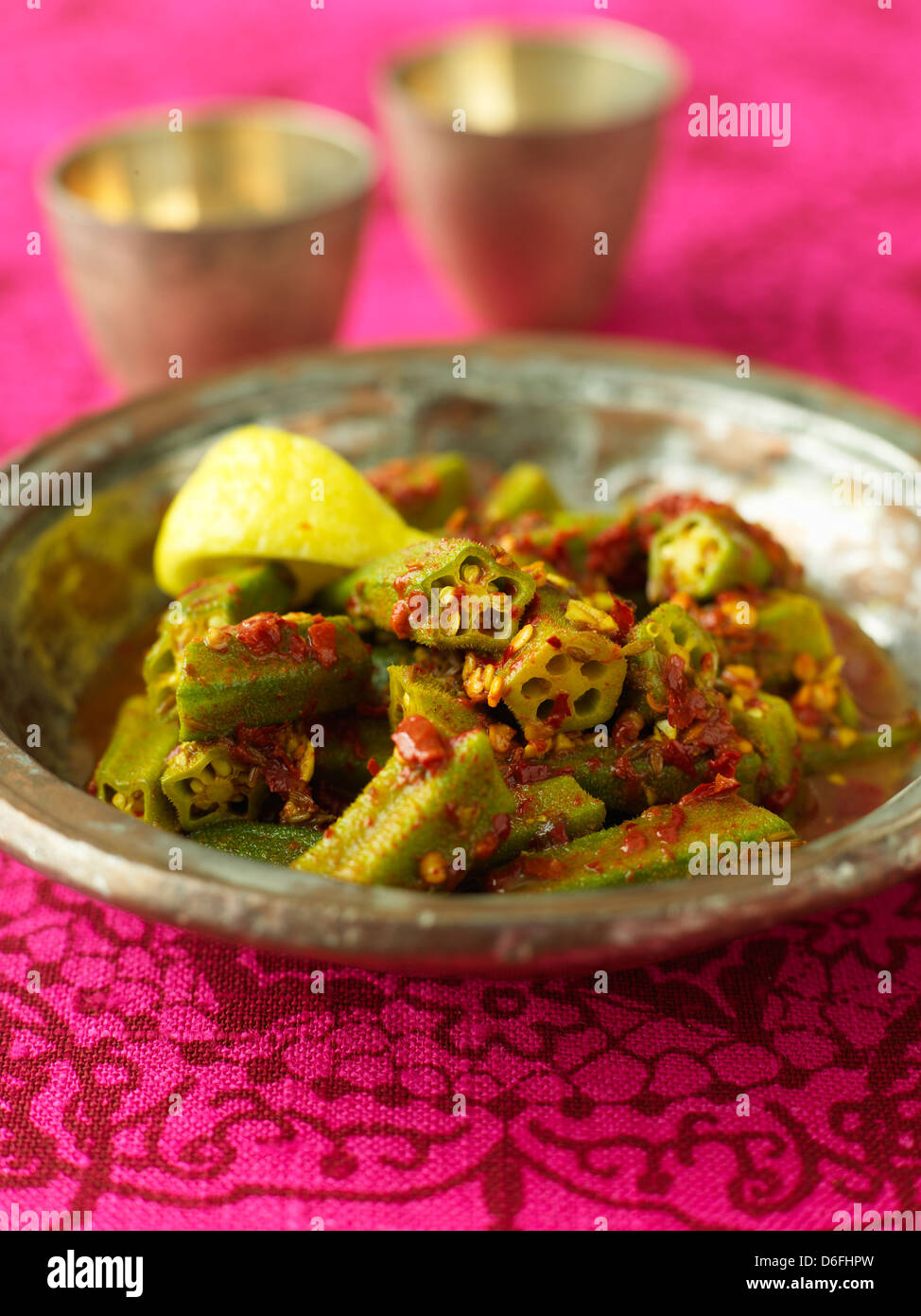 Indian spicy okra recipe Stock Photo Alamy