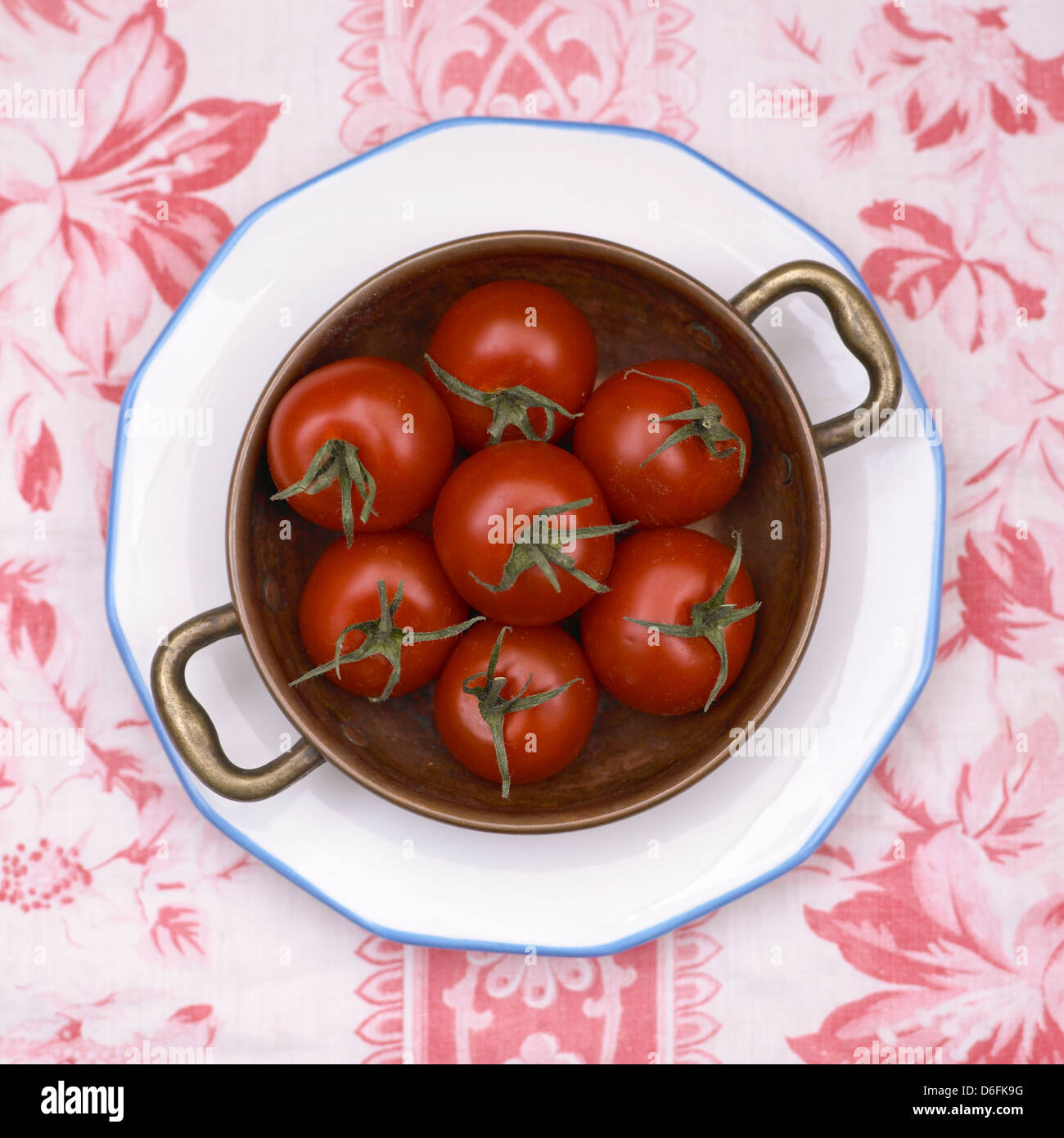 Tomatoes in a Copper Bowl Stock Photo Alamy