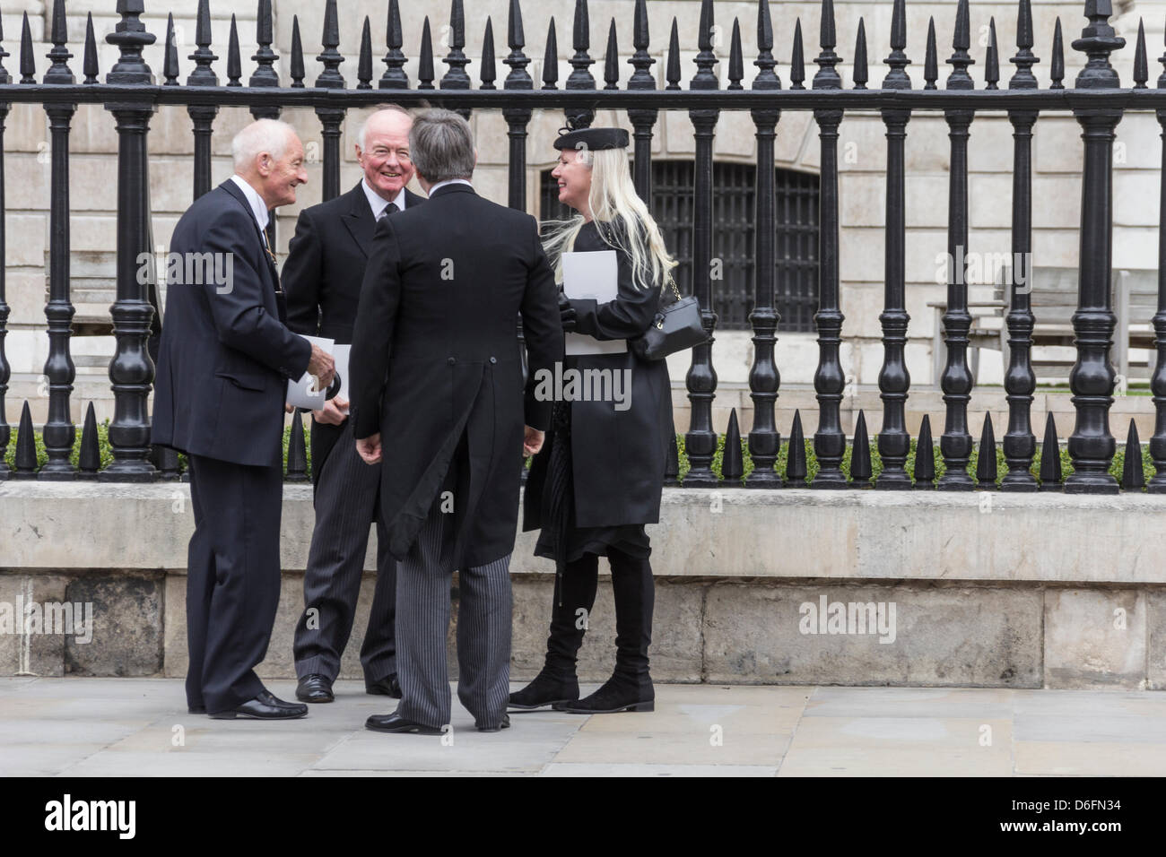 Dignitaries leave the funeral service of Baroness Margaret Thatcher at
